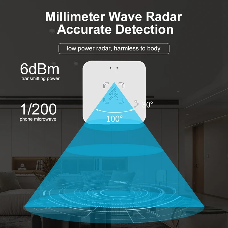 Tuya Sensor de presencia humana 24G, Radar de onda milimétrica, Sensor de detección de luz