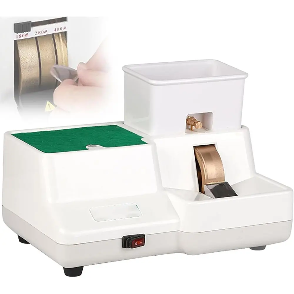 

Manual Optical Lens Edger with Removable Sink, Adjustable Water Pressure, Coarse & Fine Grinding for Resin, Glass, and PC Lenses