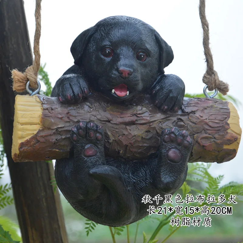 Simulation Border Collie Teddy Labrador Corgi Swing Dogs Resin Decoration Homestay Villa Garden Tree Sculpture Accessories Funny