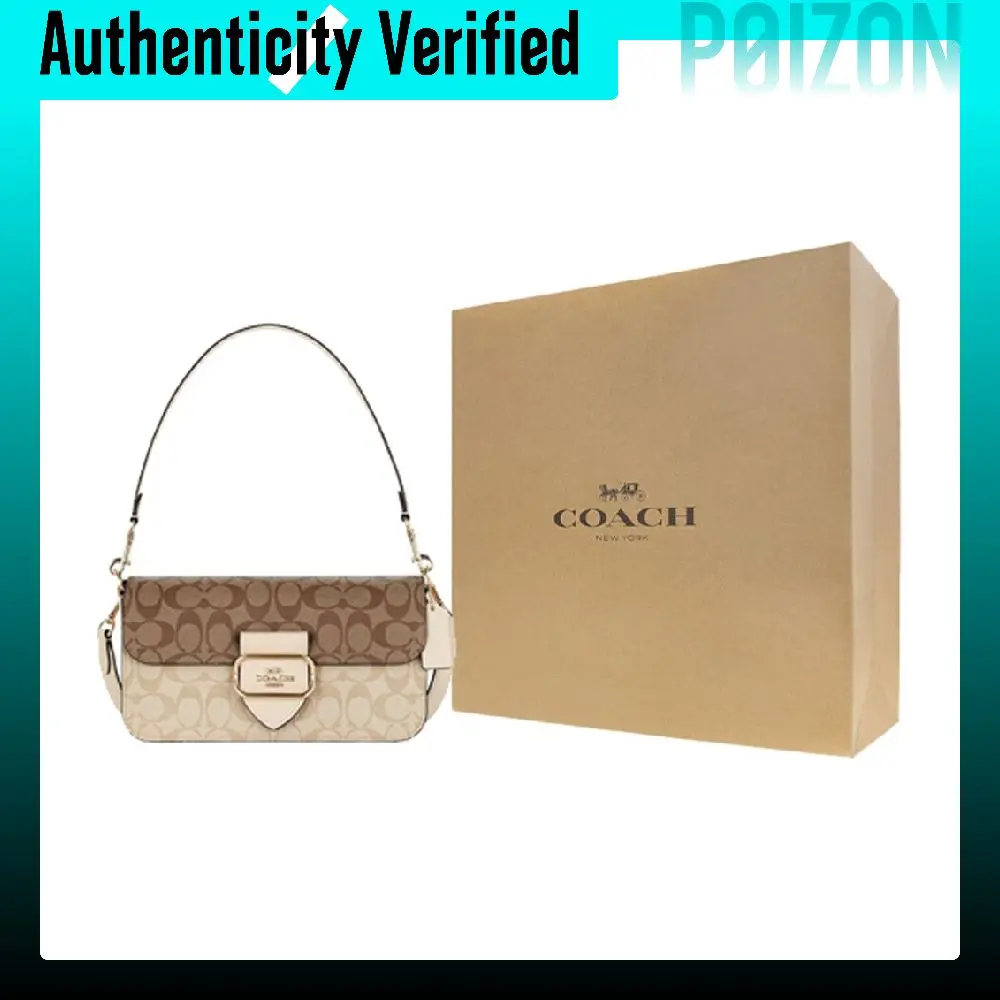 COACH Morgan Canvas With Leather Chambray Shoulder Bag, Handbag, Shoulder Bag Large Women's Light Khaki CH506-IMOT4