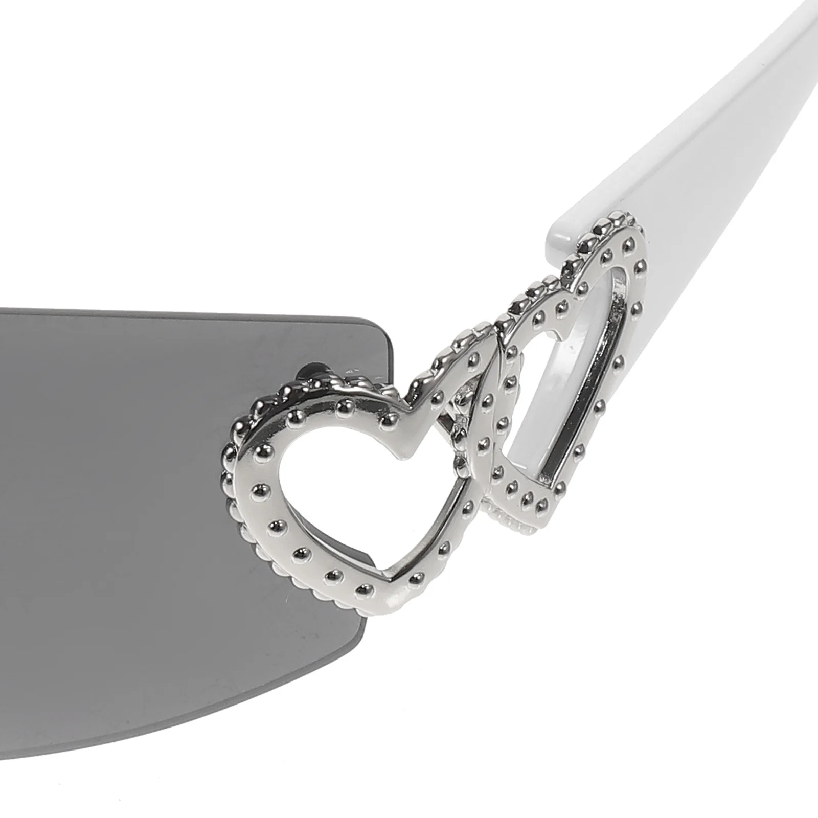 

Pair Heart Sunglasses Lightweight Frameless Hollow Pattern Cool Trendy Party Beach Valentine Photo Props Fashion Eyewear
