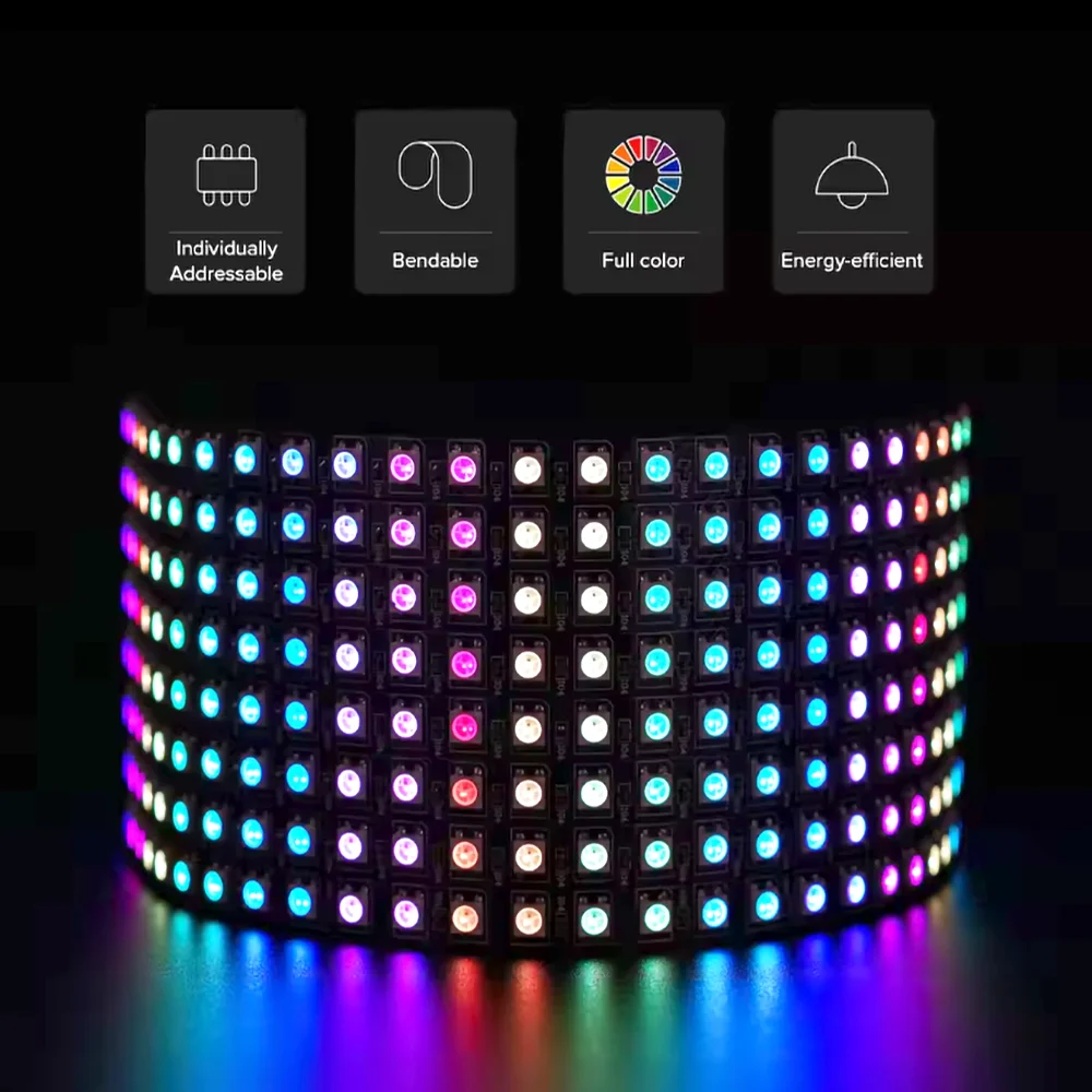 

LED Pixel 2812 Panel Flexible 8x8 16x16 8x32 Individually Addressable Light Strip 5V12V WS2812B WS2815 RGB Module Matrix Screen