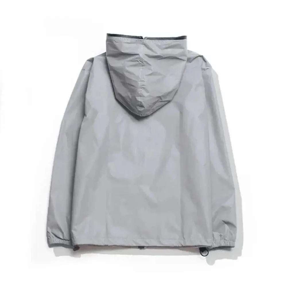 Night Warning Reflective Jackets Spring/Autumn with Chest Pocket Hooded Jacket Baggy Thickened Reflective Windbreaker Fashion