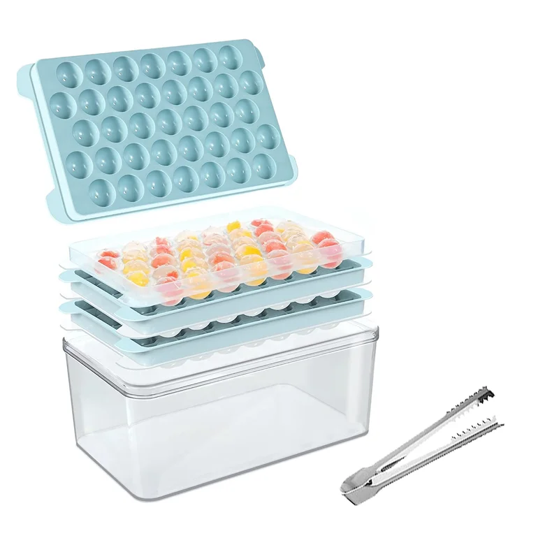 Ice Cube Tray Fit For Freezer, Easy-Release Ice Ball Maker Mold With Removable Green