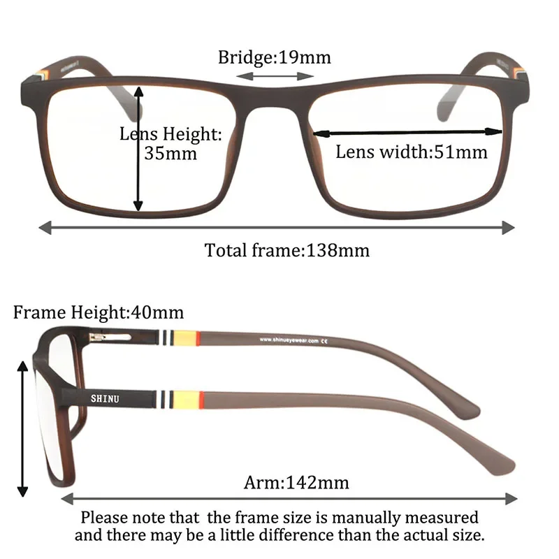 SHINU Progressive Multifocal Glasses Anti Blue Ray Eyeglasses Men Computer Working Glasses Prescription Eye Glasses Customized