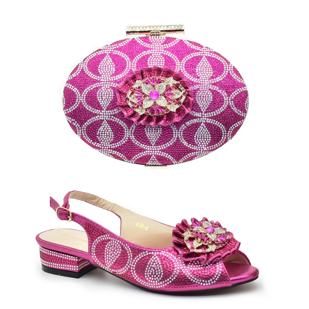 Doershow New Arrival African Wedding Shoes and Bag Set PURPLE Italian Shoes with Matching Bags Nigerian lady party! HGJ1-10