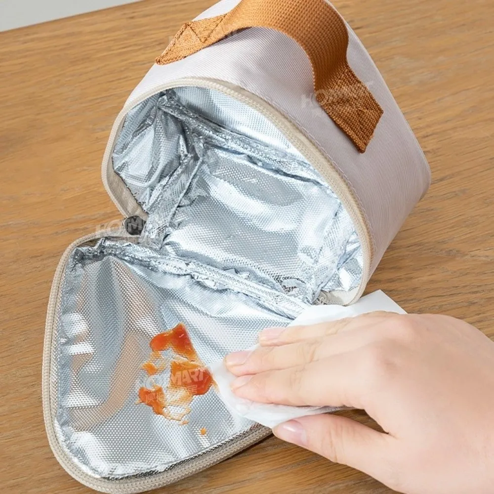 Triangular Shape Portable Breakfast Bag Thickened Design Waterproof Material Insulated Lunch Bag Handheld Style Small Size