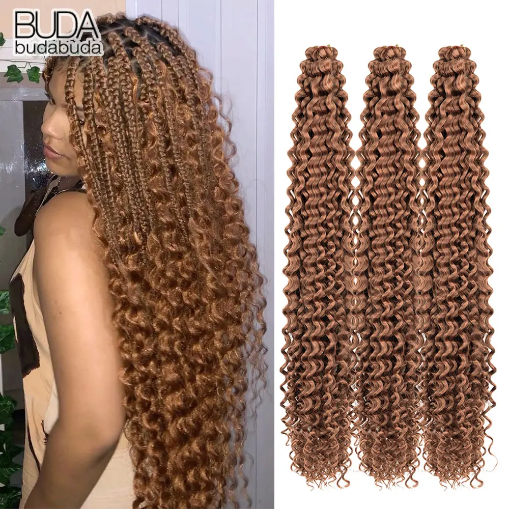 

Длинные волосы с глубокими волнами, 28-дюймовые вязанные крючком волосы с океанской волной, синтетические глубокие вьющиеся вязанные крючком волосы для чернокожих женщин