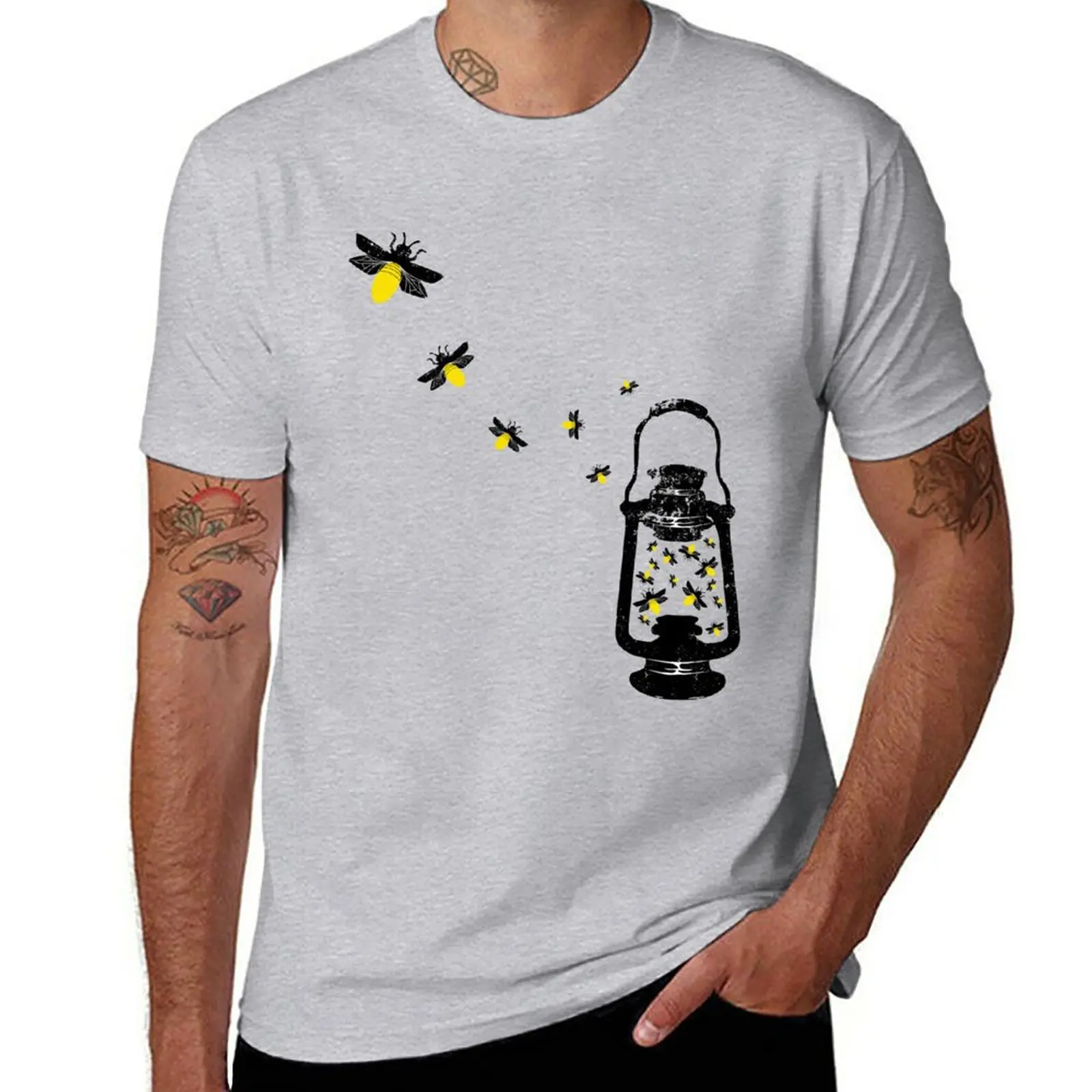 New Mod Firefly Lights Up Lantern, Camping Summer T-Shirt korean fashion cat shirts cute tops plain black t shirts men