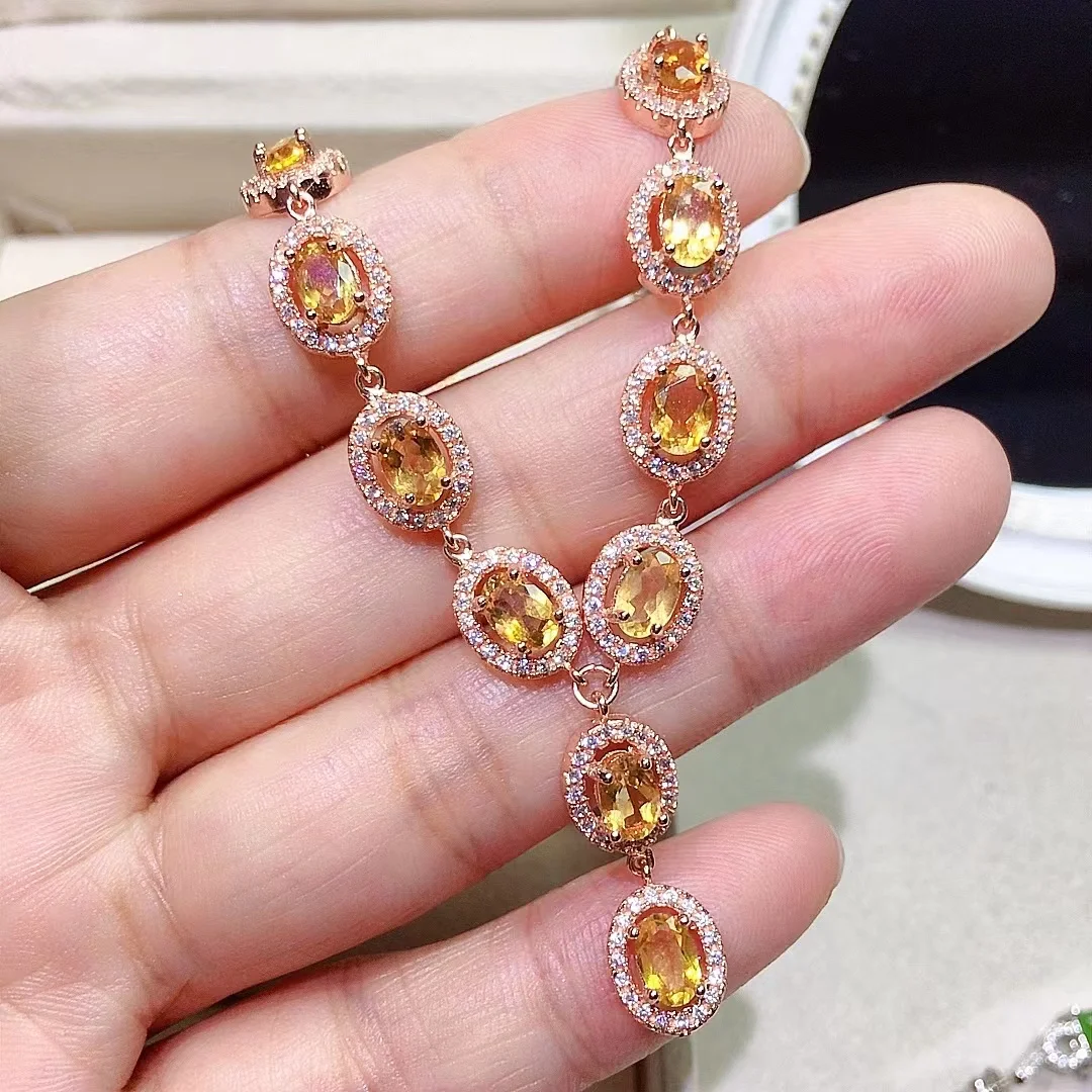 Classic Gemstone Necklace for Party 12 Pieces Total 6ct Natural Citrine Necklace 925 Sterling Silver Citrine Jewelry