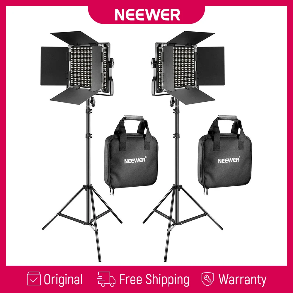 NEEWER 2er-Pack 660 Bi-Color LED-Videoleuchten-Set mit 75-Zoll-Stativ, CRI96+ Studio-Dauerlicht mit Flügeln, Fotografie- und Video-Aufnahmeset