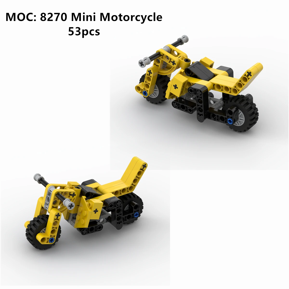 Rainbow Pig MOC 8270 Mini Motorcycle Sidecar Building Blocks Kit Motor Speed Car Bike Castle Brick Model Collection Kids Toys