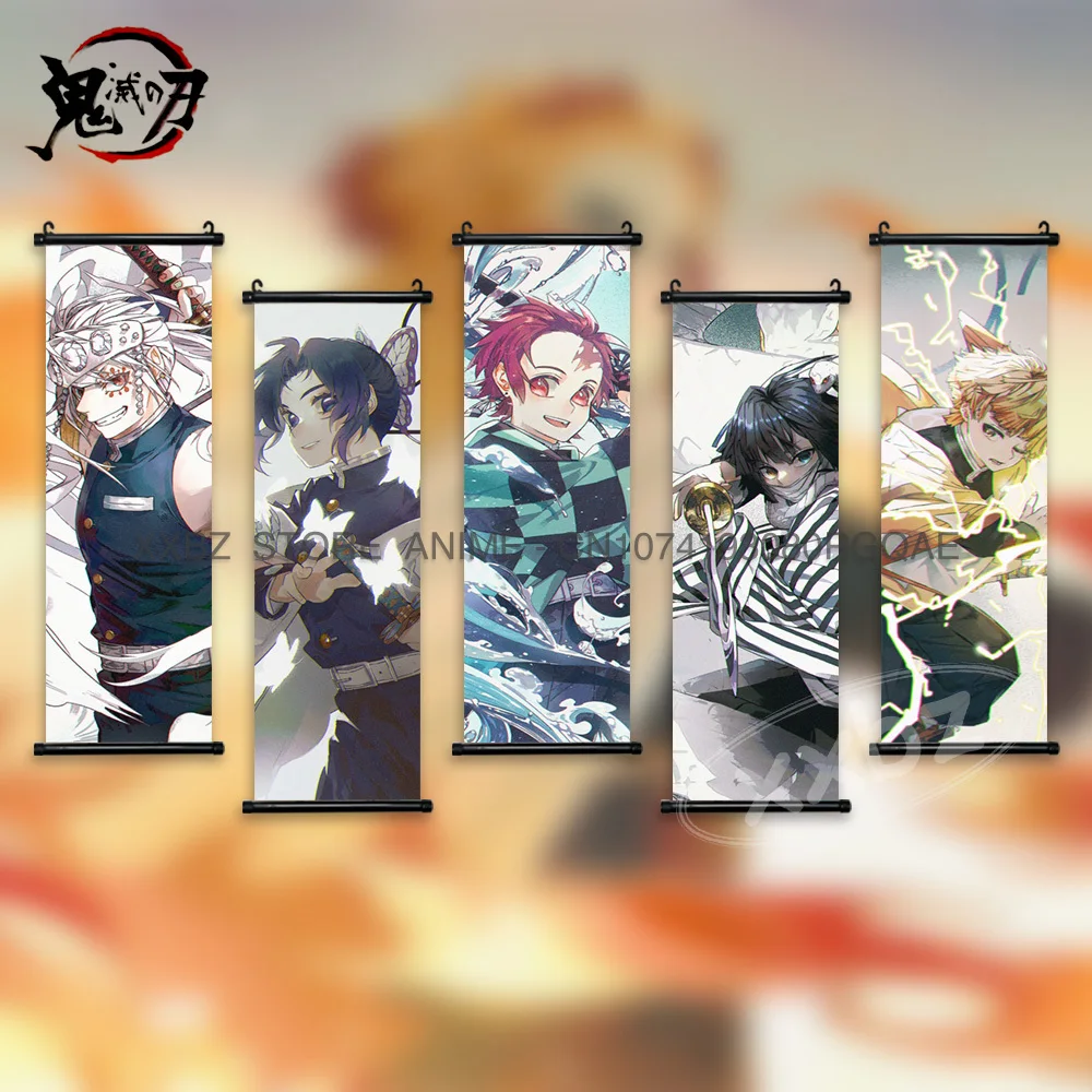 

Demon Slayer Scrolls Picture Anime Posters Kamado Tanjirou Canvas Home Decor Wall Art Kanroji Mitsuri Muichirou Hanging Painting