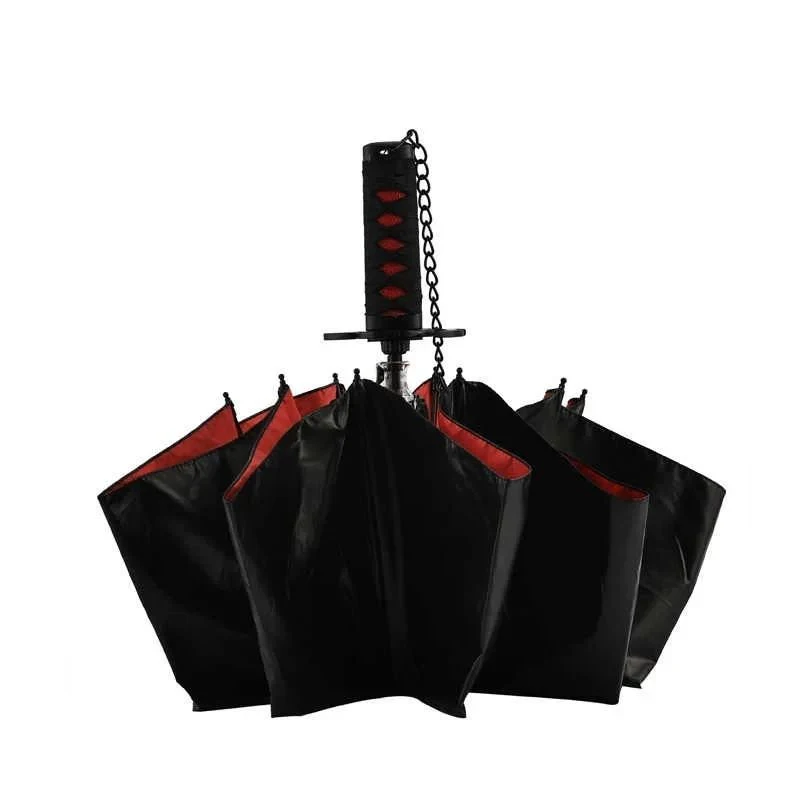 Japanese Anime Bleach Samurai Katana Sword Rain Umbrella Windproof Sunscreen Folding Parasol Kurosaki Ichigo Roronoa Zoro Gift view 3