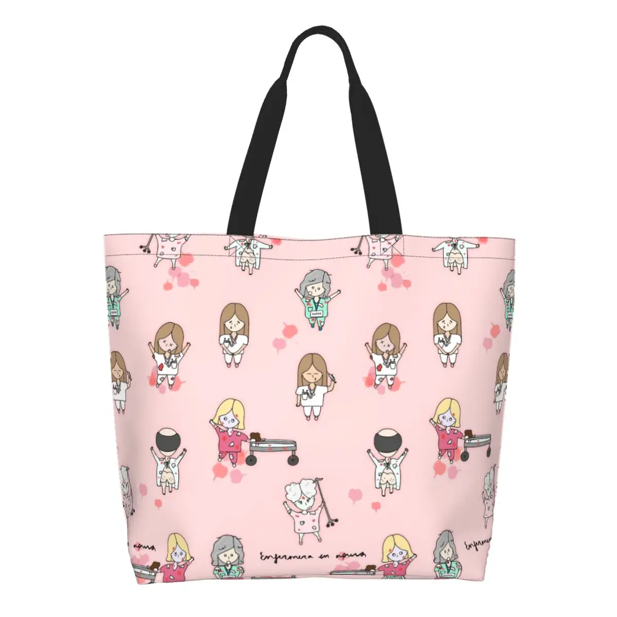 

Ulzzang Unisex Enfermera En Apuros Cartoon Nurse Shopping Bags Large Capacity Merch Birthday Gift for Nurse Handbags