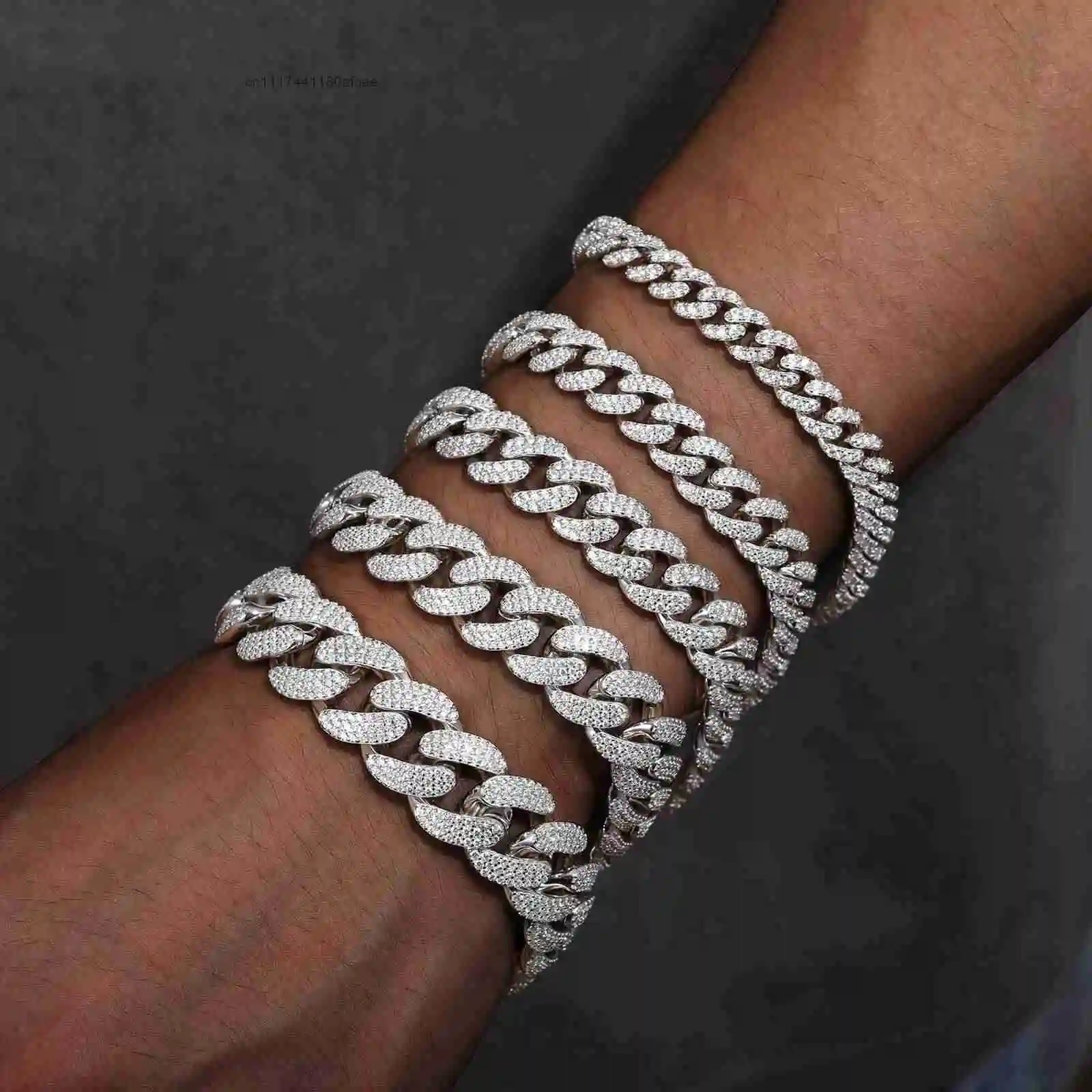 D VVS Moissanite 820mm S925 Sterling Silver Cuban Link Bracelet Miami Chain Necklace For Men Singer Style Rap Hip Hop Jewelry.