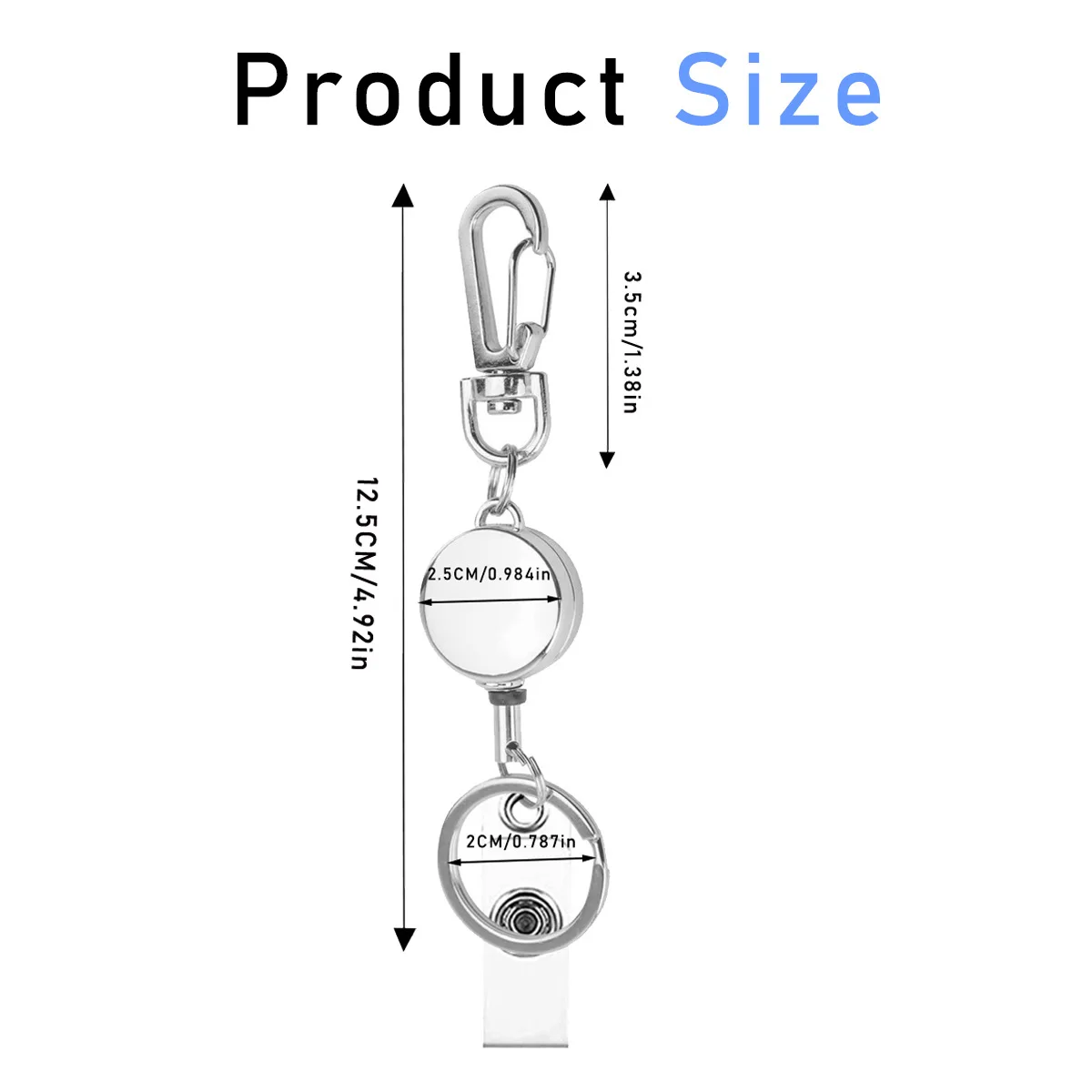 Zinc Alloy Retractable Badge Reel Pull Reel Anti‑Lost Key Holder 2.5cm Metal Retractable ID Badge Reel Clip Hanging Pendant