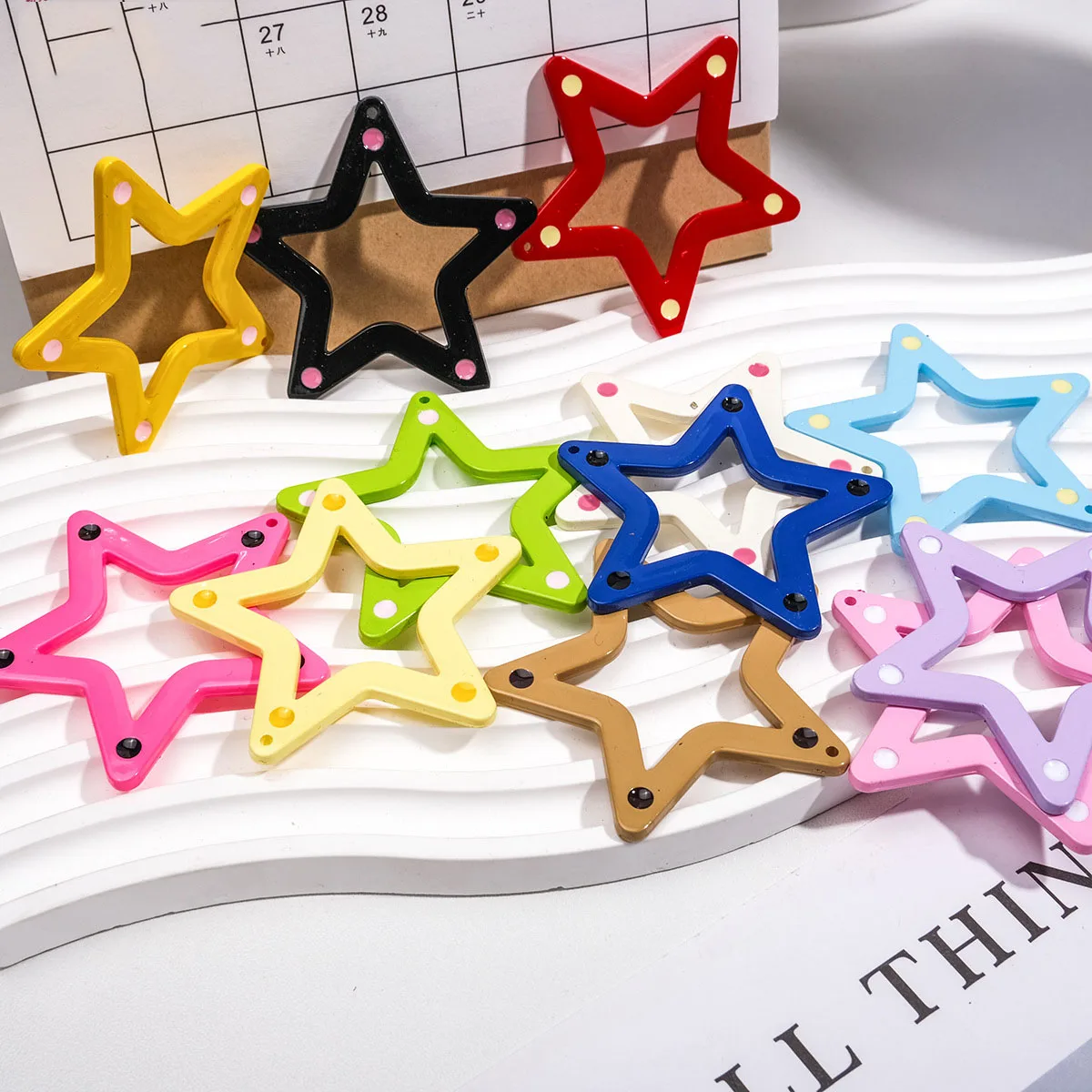 

DIY Jewelry Findings Solid Colors Hollow Out Style Kawaii Stars Jewelry Necklace Pendant Charms Fit Bracelet Decor 59*57mm 30pcs