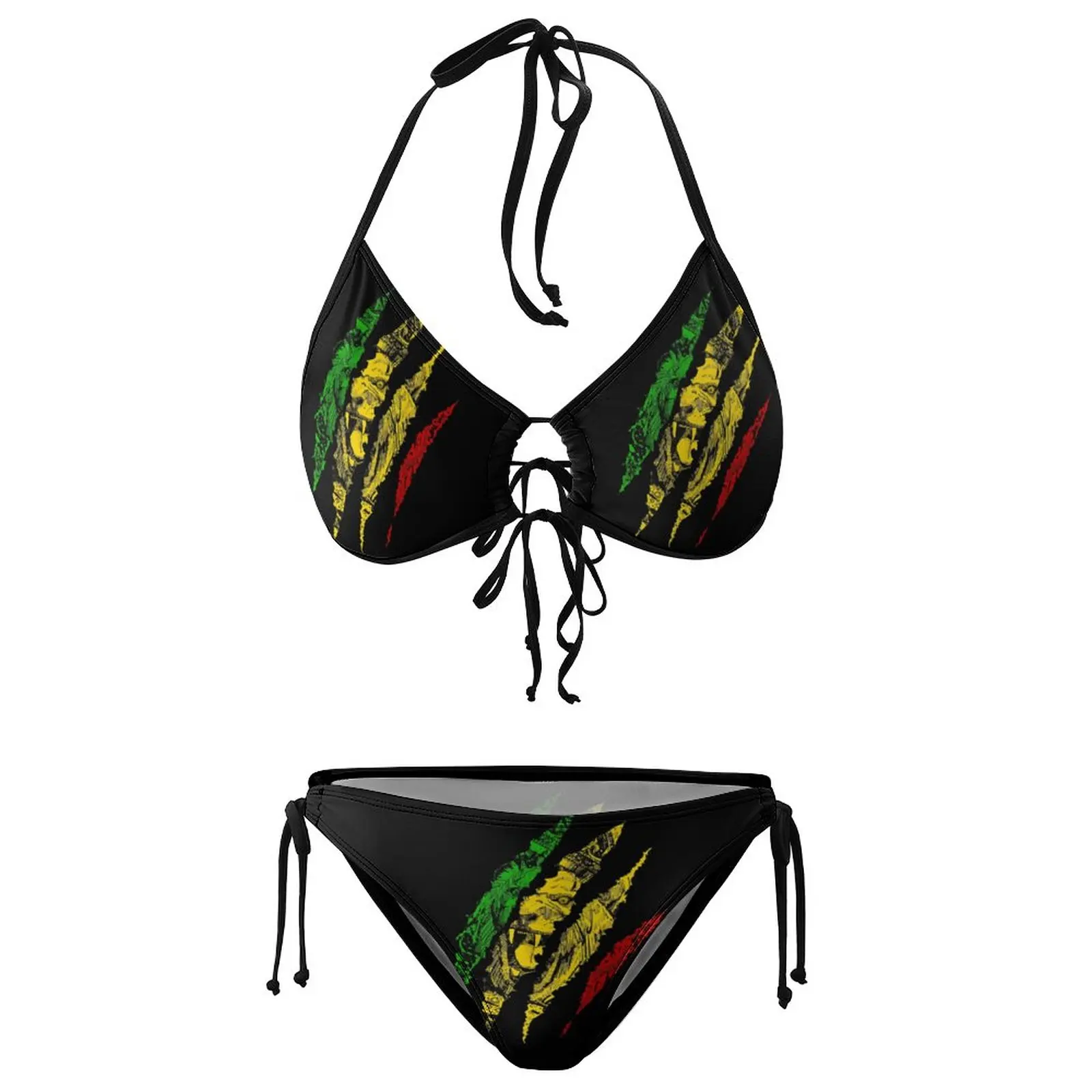 Warrior Lion of Judah King Rasta Reggae Jamaica Bikini Swimming Costume Funny Graphic Sexy Bikinis Funny Sarcastic Swimming High