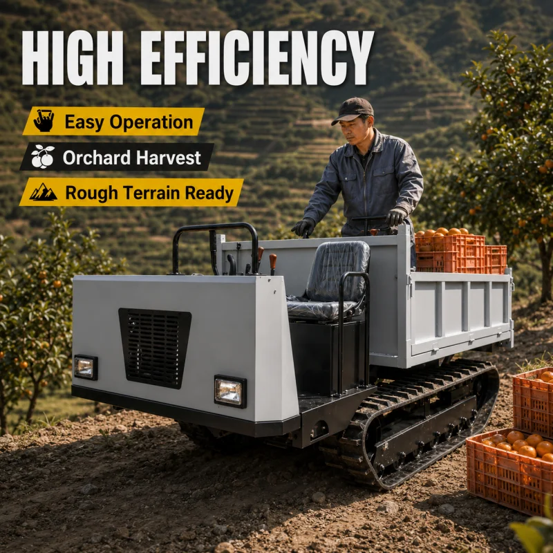 Self Loading Shovel Tank Mini Tracked Dumper For Narrow Greenhouse Space For Stable Slope Operations Direct From Manufacturer