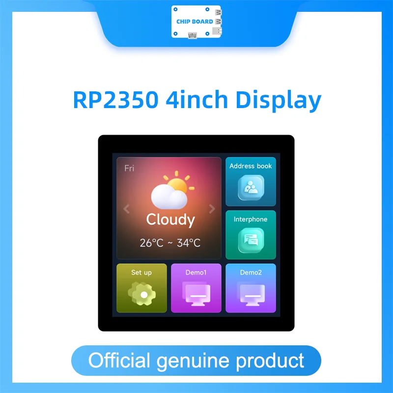RP2350 4-inch Display Development Board, 480×480 IPS Screen, 65K Color, Dual-core Dual-architecture, Optional Touch Support