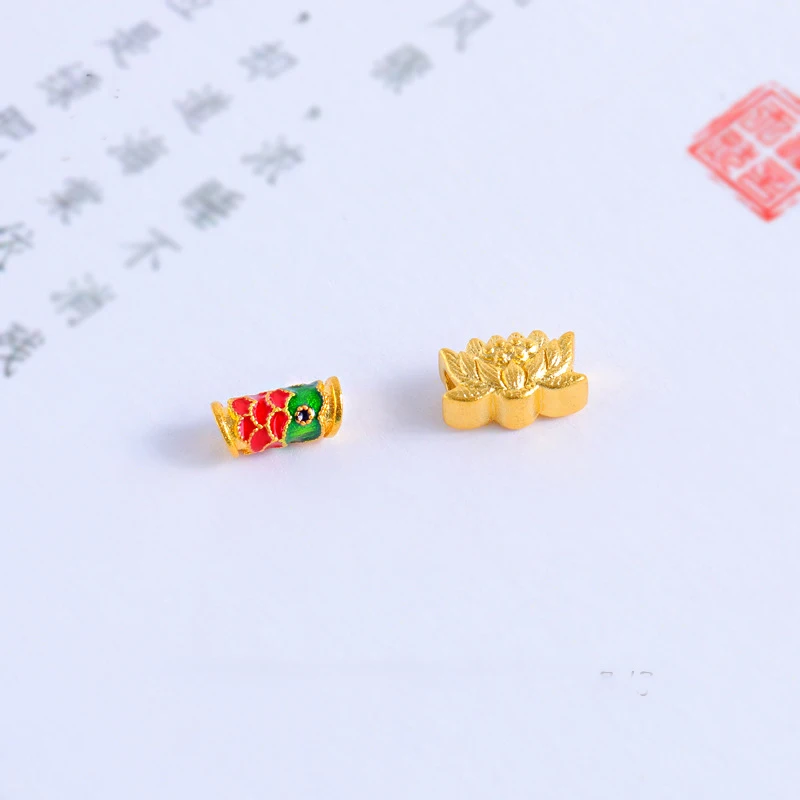 Gold Color Goldfish Colored Enamel Spacer Loose Wealth Lucky Beads For Jewelry Making DIY Bracelet Necklace Keychain Accessories