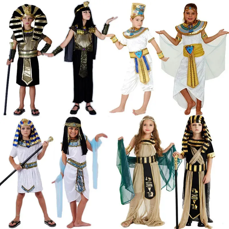 Halloween Costumes Boy Girl Ancient Egypt Egyptian Pharaoh Cleopatra Prince Princess Costume for Children Kids Cosplay