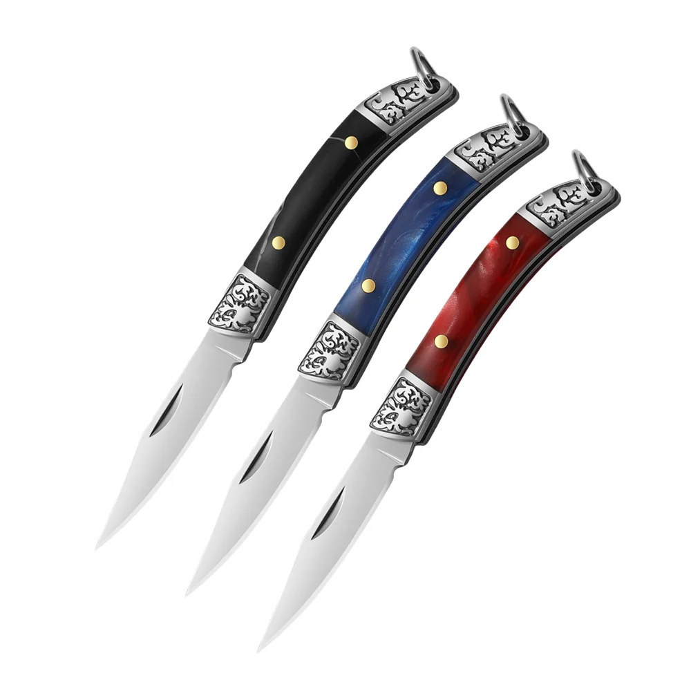 Acrylic Handle High Hardness Mini Keychain Pocket Knife Folding Stainless Steel Sharpen Blade Day Carry