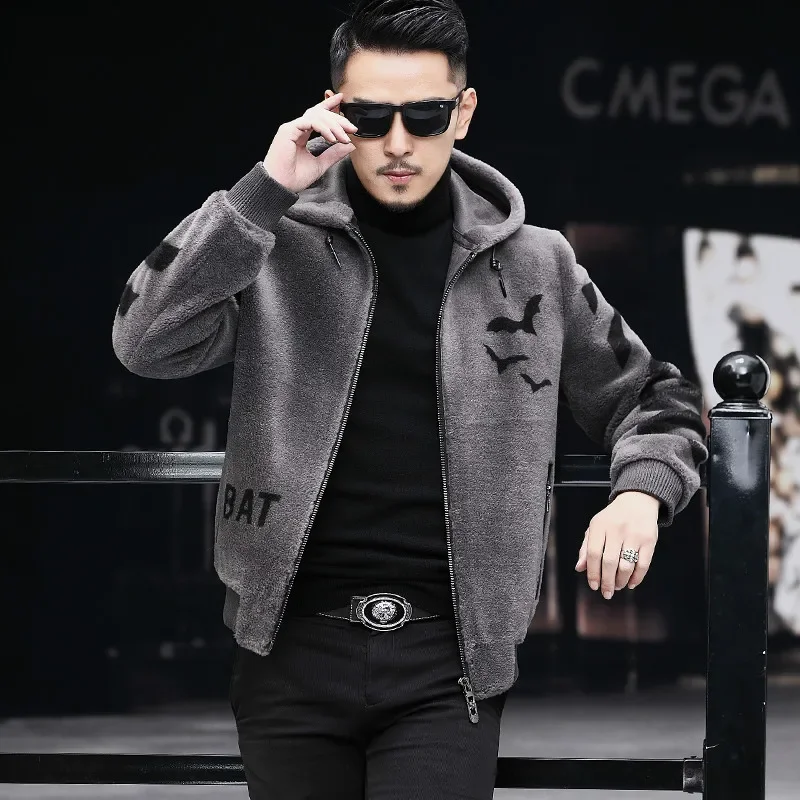 AYUNSUE Men Clothing Winter Men's Jackets Hooded Mens Clothes 100% Wool Fur Coat 5XL Lamb Fur Jacket Ropa De Hombre 2020 LXR419