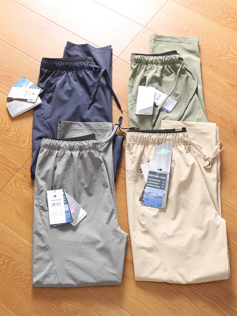 

Мужские спортивные повседневные брюки: легкие, эластичные в четырех направлениях, для весны и лета, модные, городские, со средней/низкой посадкой на талии