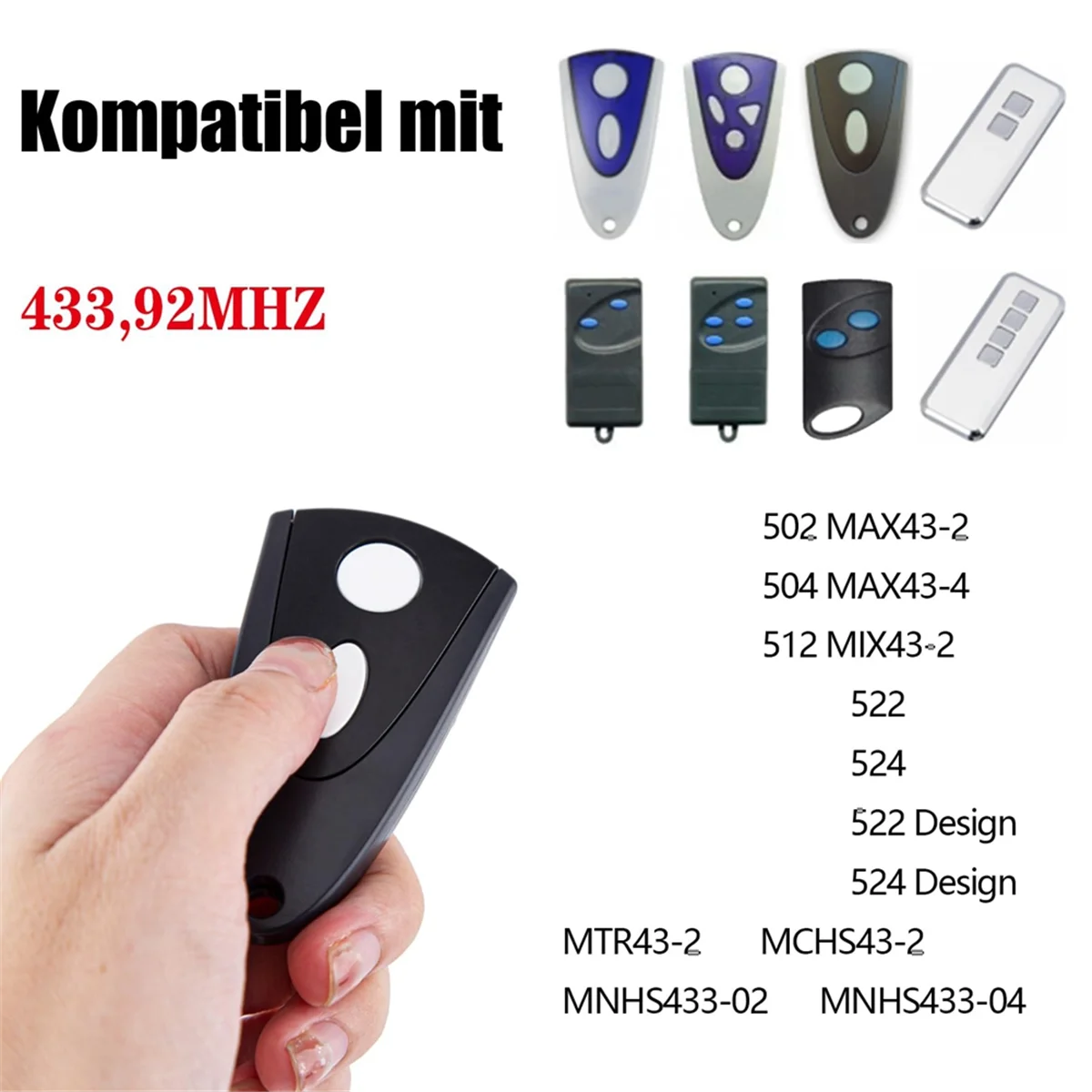 433Mhz Garage Door Opener for Novoferm Tormatic Novotron 502 MAX43-2 / 512 MIX43-2 Remote Control