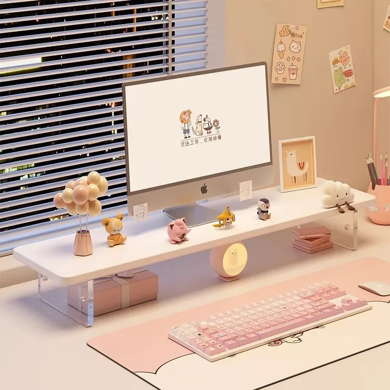 ZAcrylic Elevated Structure Office Desktop Computer Storage Rack Home Storage Holders Monitor Desk Bracket Elevated Organizatio