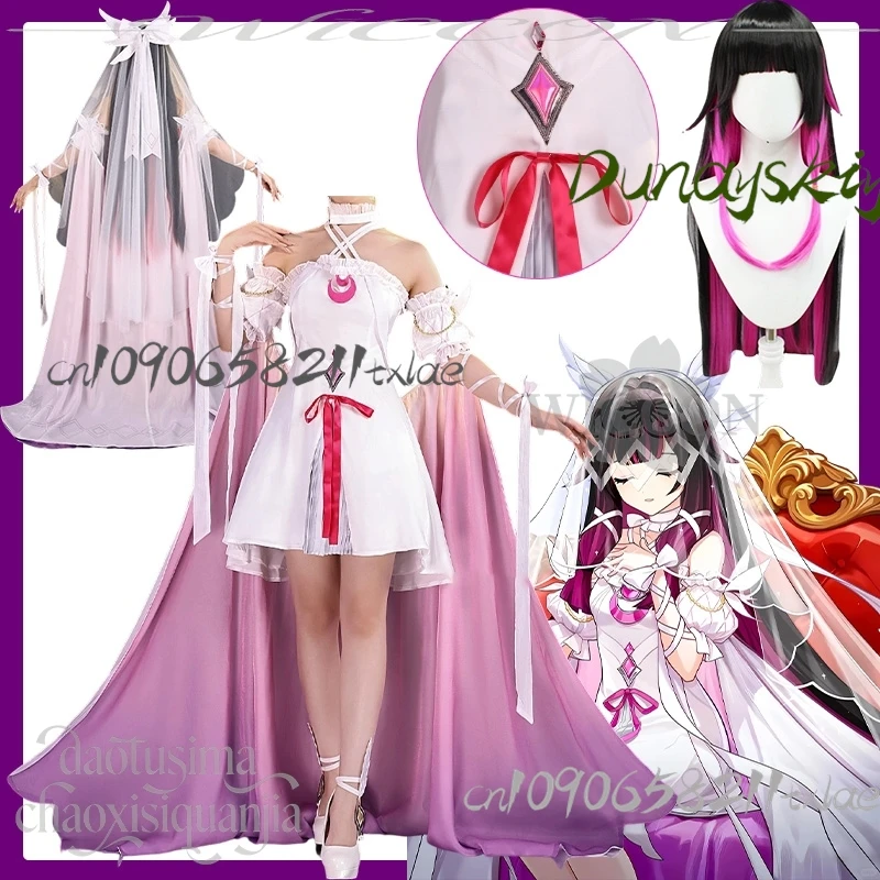 

Shop1104345165 Store Damselette Columbina Cosplay Genshin Impact Fes Costume Pink Purple Gradient Sexy Flowy Chiffon Christmas