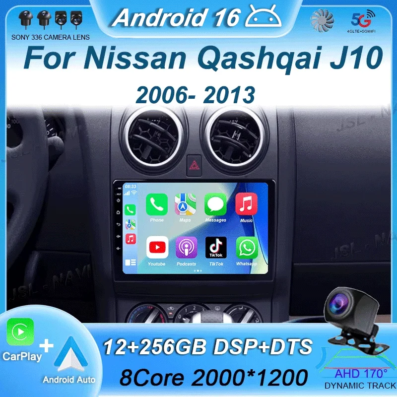 

For Nissan Qashqai J10 2006 2007 2008 2009 2010 2011 2012 2013 Car Radio Android 16 Auto Multimedia Video Player GPS autoradio