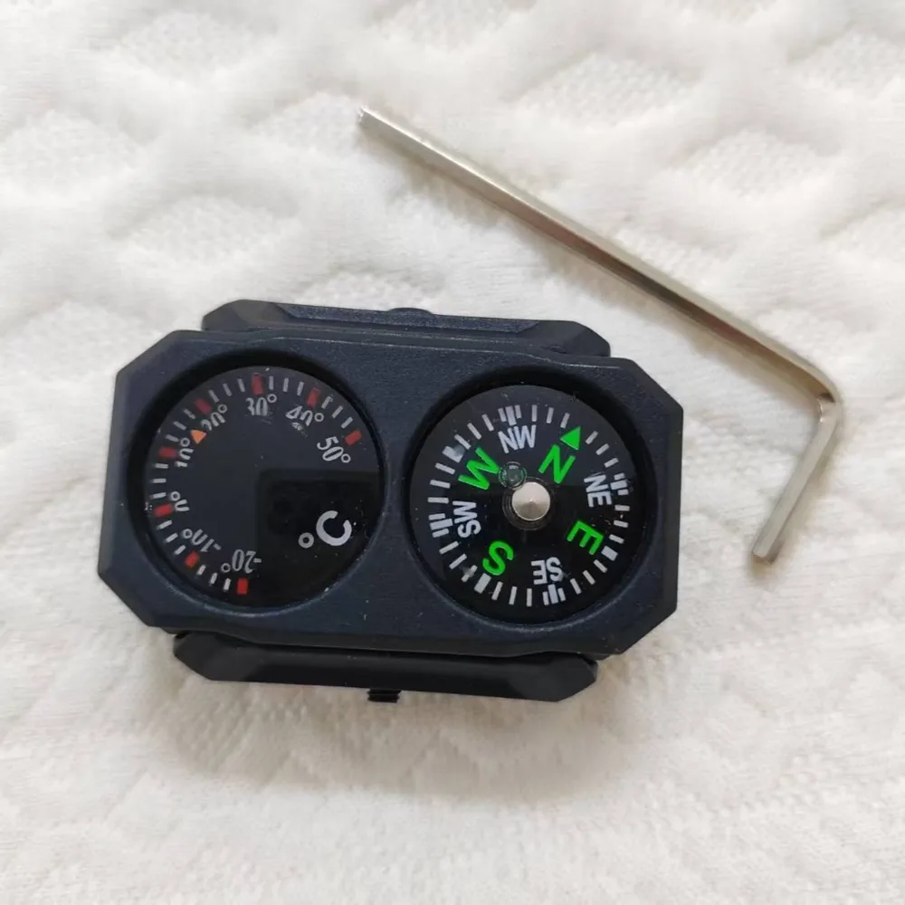 VV-Outdoor Tactical Compass Mini Universal 20MM Guide Thermometer Compass Thermometer 20mm Rail Precision Outdoor Tool SLR416