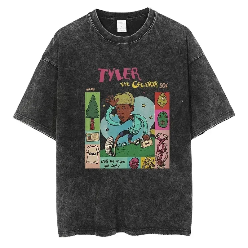 Tyler The Creator Graphic T Shirt Fashion Hip Hop Men Women Streetwear Quality Cotton Vintage Oversized Black Short Sleeve Tees