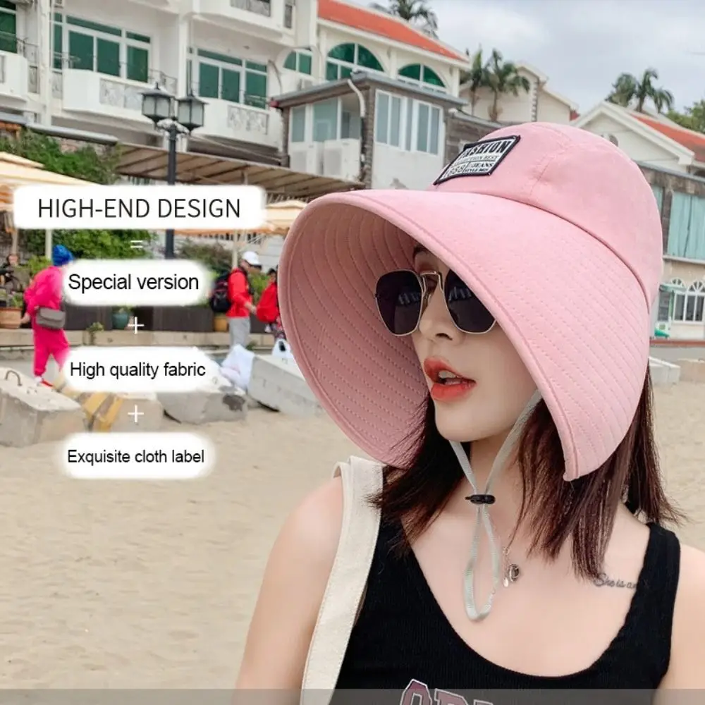 Women Hat Summer Hat UV Protection Fashionable Big Brim Sun Protection Cap Beach Sunhats Ponytail Hat Travel Visor Bucket Hat