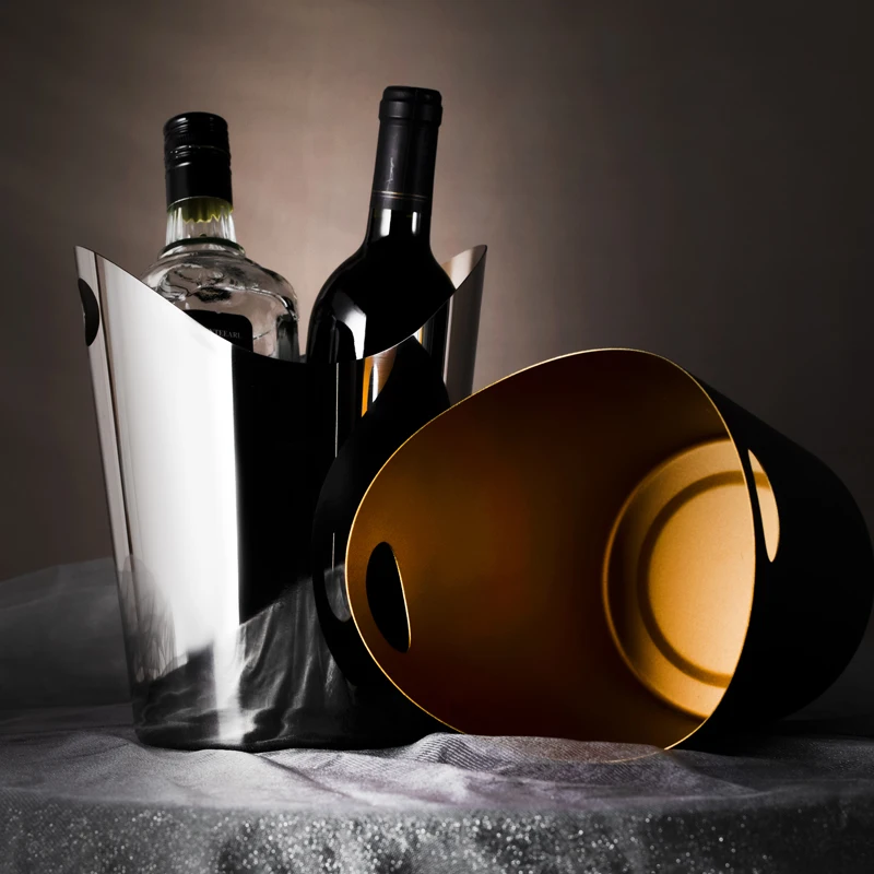 European high-grade stainless steel ice bucket household luxury red wine ice bucket bar ktv ice bucket soft design jewelry