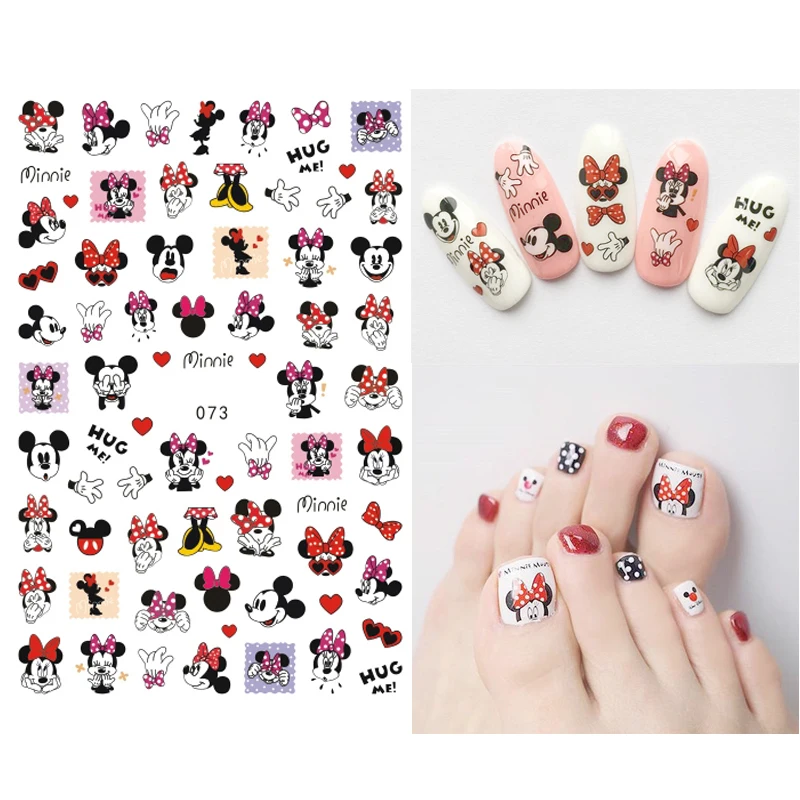 1PCS Disney Cartoon nail Art stickers Donald Duck Mickey Mouse Minnie Mouse nail slider Lion King Nail Design Decorative Decals