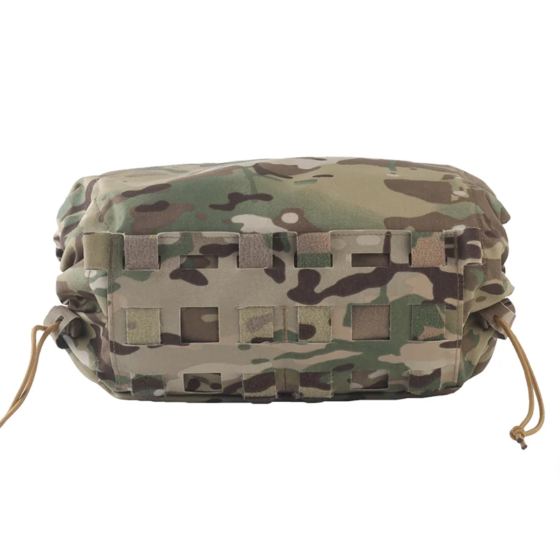 Gas Mask Storage Pouch MOLLE Mount Elastic Adjustment Multi-Function Carrier for Outdoor Airsoft Field Gear with Clothing Roll