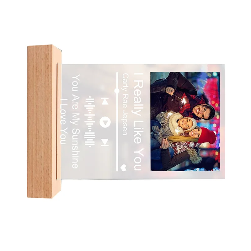 LED Night Light Personalized Acrylic Spotifys Music Photo Plaque Mother S Day Gift Photo Frame For Couples