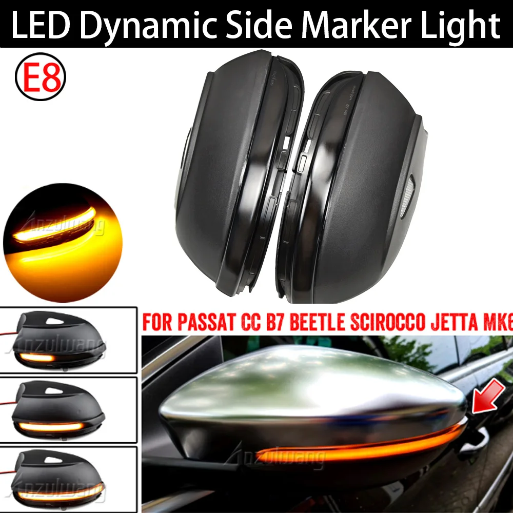 For VW Passat B7 CC Scirocco MK3 Jetta MK6 EOS Beetle R LED Dynamic Turn Signal Blinker Sequential Side Mirror Indicator Light