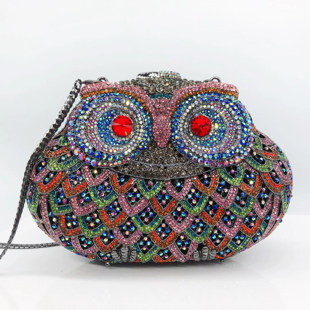 

Owl Diamond Dinner Bag Rhinestone Handbag Women's Banquet Dress Bag Owl Clutch Purses Handbags Luxury Designer Bags High Quality