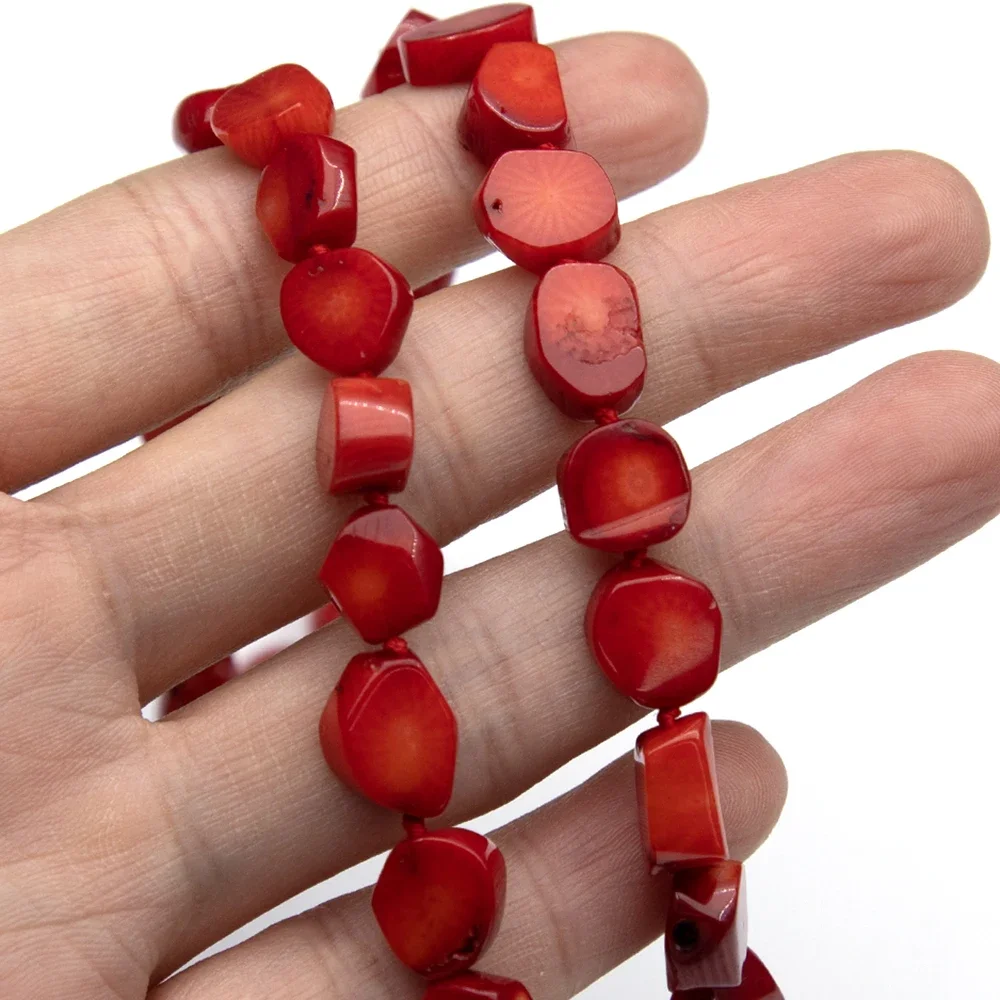 9-12 مللي متر المرجان الطبيعي قلادة غير النظامية شقة متعددة التشوهات على شكل المرجان الأحمر الخرز هدية عيد ميلاد لصديق الأم فتاة #6