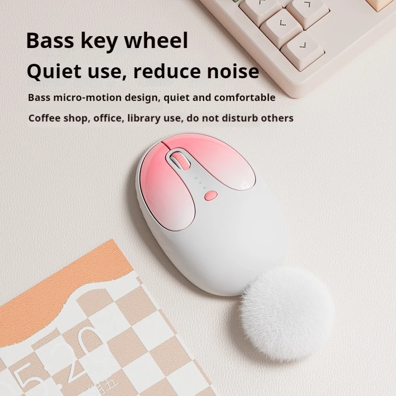 Cute Rabbit Wireless Silent Mouse Rechargeable Three Levels Dpi Adjustable Long Battery Life Comfortable Touch Gaming Office