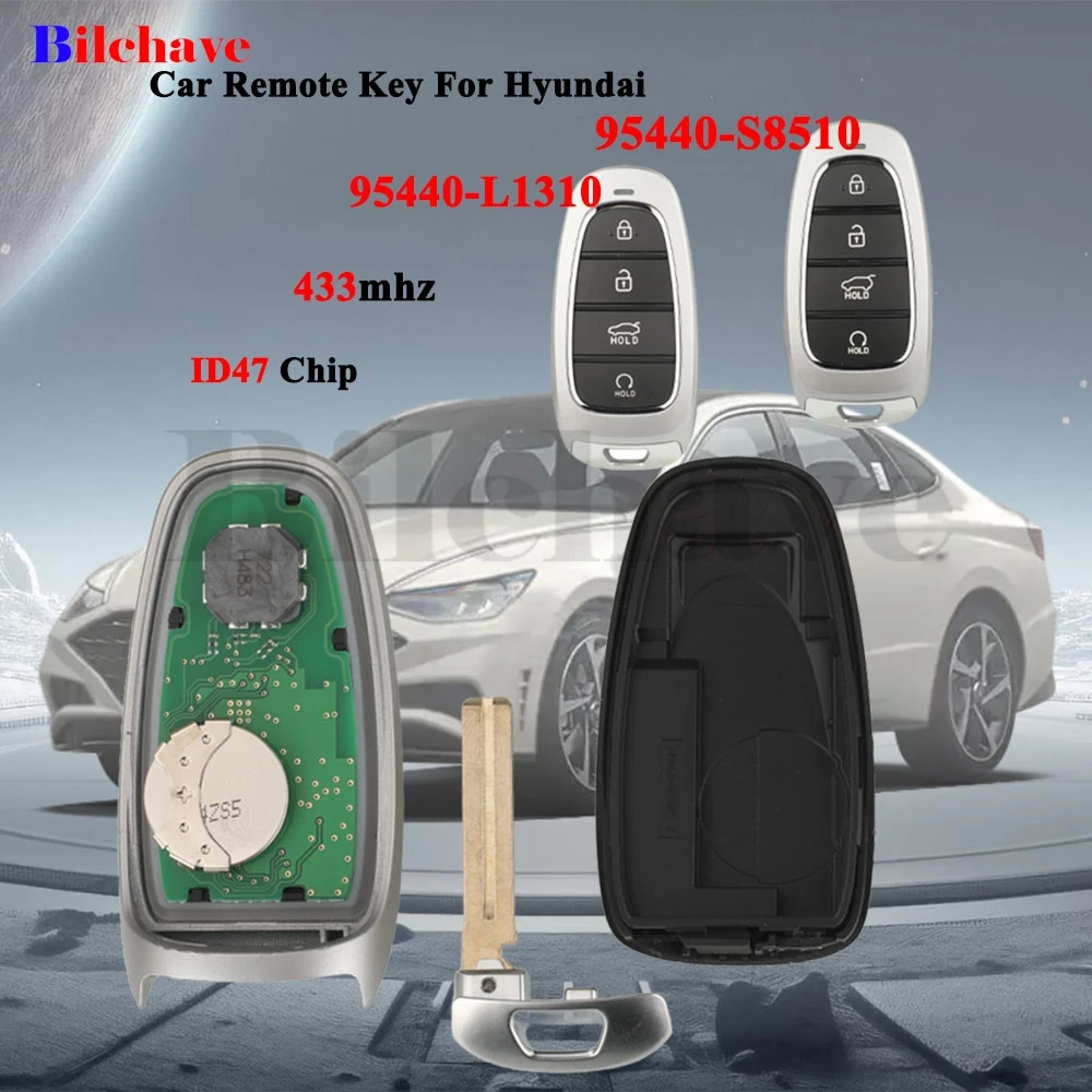 

jingyuqin 433mhz ID47 Chip 4 Buttons 95440-S8510/95440-L1310 Car Remote Key For Hyundai Sonata 2020+Auto Control Fob