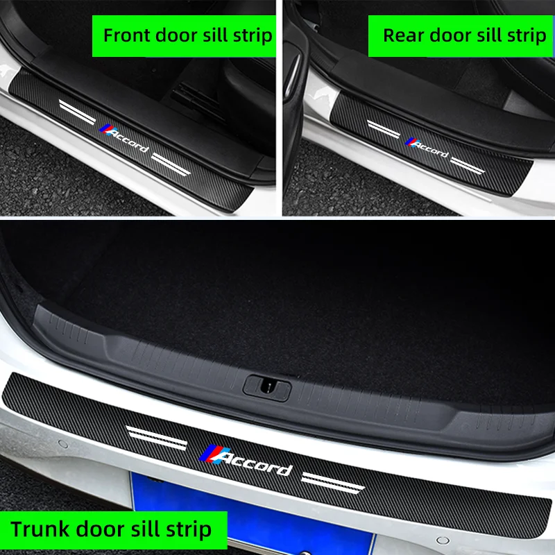 For Honda Accord 6 7 8 9 10th Luminous Car Sticker Door Sill Trunk Threshold Strip Protector Scratches Resistant Auto Accessory