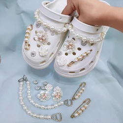 Shoe Charms DIY Diamond Pearl Chain Detachable Decoration Buckle for Hole Shoe Charm Accessories Kids Party Girls Gift