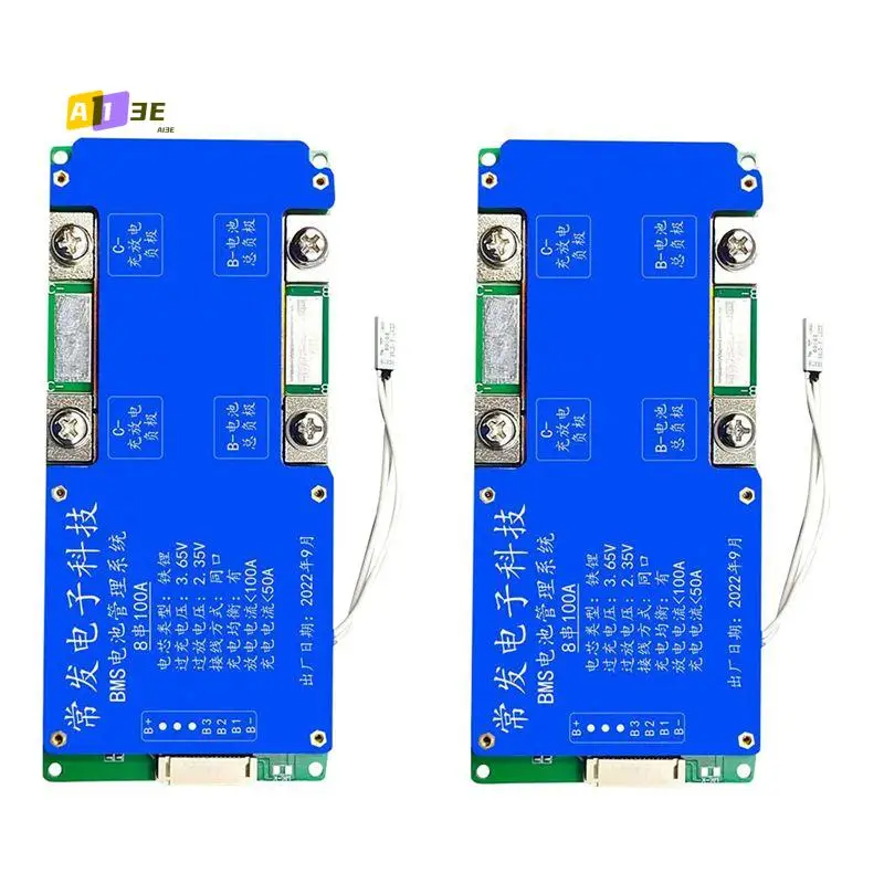 

Плата защиты аккумулятора A13E-2X 8S 24V 100A LiFePO4 с температурным контролем и функцией выравнивания заряда (BMS)