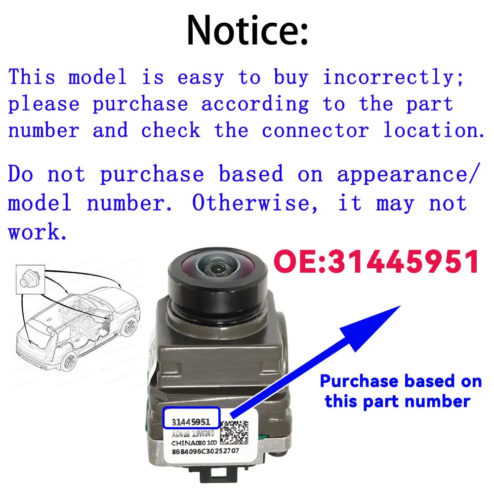 NEW 31445951 For Volvo S90 XC90 S60 S90 V60 V90 Car Front Surround View Parking Reversing Camera Car Camera Accessories